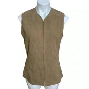 Halston capsule wardrobe tan neutral vest size 10